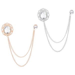 Unique Bargains Alloy Rhinestones Tassel Chain Hanging Fashion Durable Oral Brooch 2 Pcs - 1 of 4