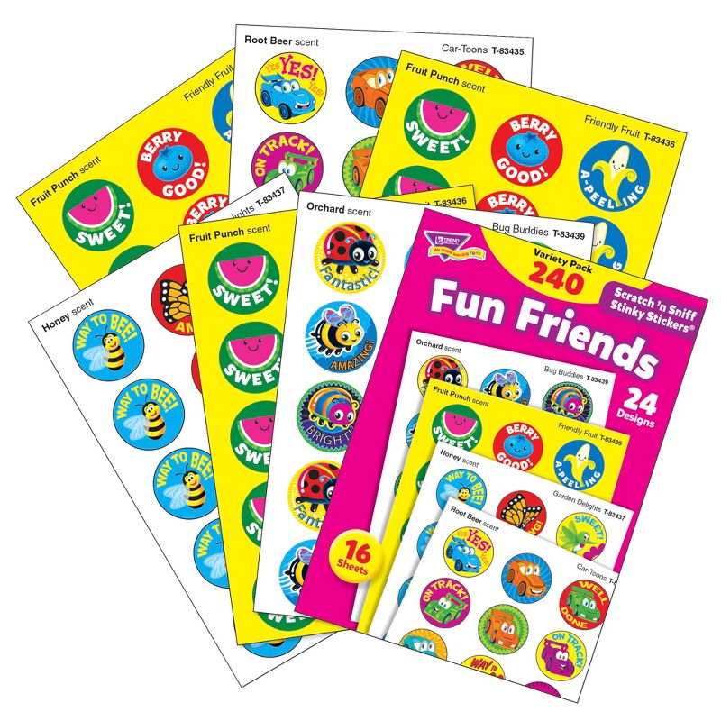 Trend Enterprises Fun Friends Scratch 'N Sniff Stinky Stickers, 4 Scents, 24 Designs, Pack of 240, 2 of 3