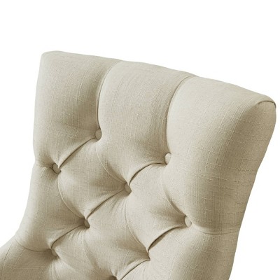 Elegant Cream Upholstered Wood Side Chair with Tufted Detailing (Set of 2)