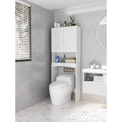 Akoasm Bathroom Storage Cabinet With Shelves & Drawer Over The Toilet-White