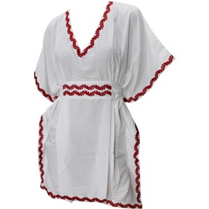 LA LEELA women's Vacation Casual Swim Holiday Beachwear Summer Beach Dress Bathing Suit Cover Ups Short Dresses for Women 1X-2X White, Solid - 1 of 3
