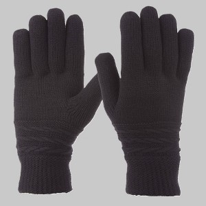 Isotoner Cable Stripe Knit Gloves - Black - 1 of 3