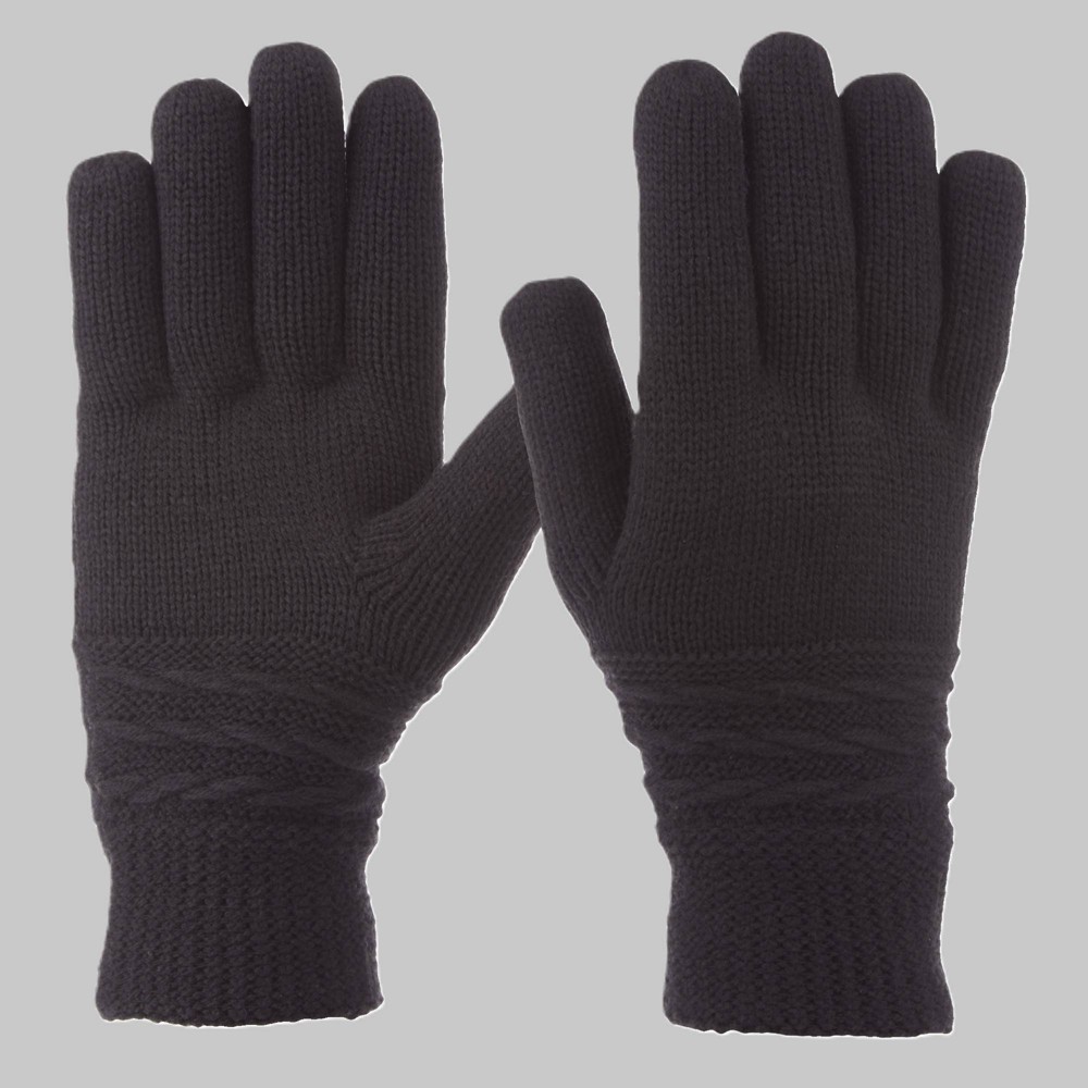 Iotoner Cable Stripe Knit Glove - Black