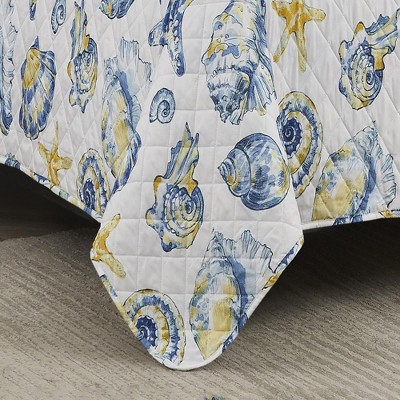 King Size Blue Coastal Microfiber Quilt Set