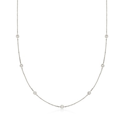 Ross-Simons 0.20 ct. t.w. Diamond Station Necklace in 14kt White Gold