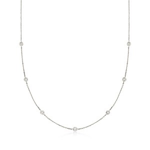 Ross-Simons 0.20 ct. t.w. Diamond Station Necklace in 14kt White Gold - 1 of 4