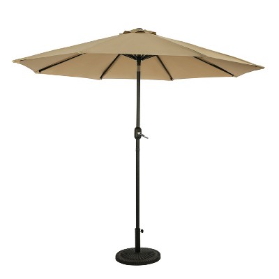 9' Mirage II Market Patio Umbrella with Auto-Tilt Champagne - Island Umbrella