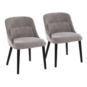LumiSource Set of 2 Rina Fabric Chair Black Wood - 1 of 4