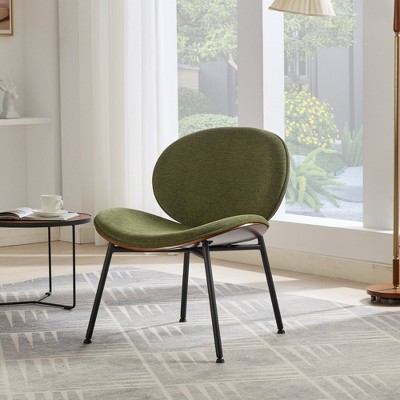 Mid-Century Modern Shell Chair Single Side Chair Tripod,Orange fabric Lounge Chair in Walnut Finish Comfortable Backrest