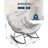 Acekool Outdoor Papasan Rocking Chair, Oversized Egg Rocker with Metal Frame, Rattan Patio Chair - 2 of 4