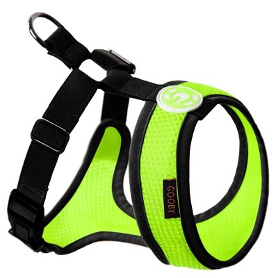 Gooby Freedom Harness II, Choke Free Mesh Harness for Small Dogs with Microsuede Straps, Lime, Medium