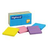 Highland Self-Stick Notes, 3 x 3 Inches, Bright Colors, Pad of 100 Sheets, Pack of 12
