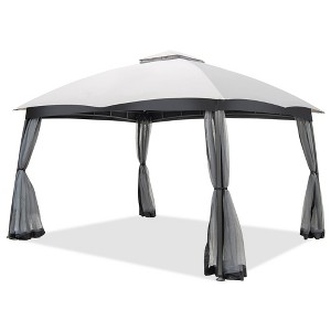 Costway 10x12 FT 2-Tier Patio Gazebo Canopy Netting Heavy-Duty Metal Easy-Setup Outdoor - 1 of 4