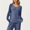 Anna-Kaci Women's 2-Piece Set Off-Shoulder Ribbed Knit Design Long Sleeve Top and Wide Leg Pants - 3 of 4