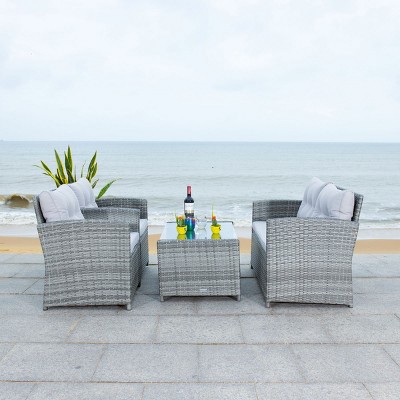 Vellor Gray Wicker 4-Piece Outdoor Patio Set with Cushions