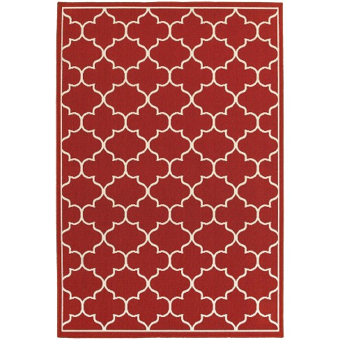 Marlowe Lattice Patio Rug Red/Ivory - image 1 of 4