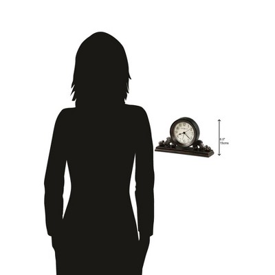 Worn Black Wood and Metal Table Clock with Alarm