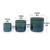 Syemin Planters Set of 3 Grid Ceramic Flowerpot with Drainage Hole, Modern Planter for Patio, Garden, Windowsill, Green, 9.65"*9.65"*9.25" - 3 of 4