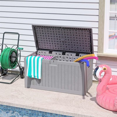 COSCO 150 Gallon Gray Plastic Outdoor Storage Deck Box