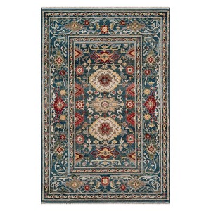 3'3"x5'3" Floral Loomed Accent Rug Blue - Momeni: Botanical Throw, Medium Pile, Traditional Indoor Rug - 1 of 4
