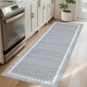Area Rug for Living Room Scalloped Border Rug Washable Rugs Non Slip Stain Resistant - 1 of 4