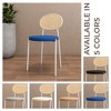 LeisureMod Velvet Dining Chair Rattan Back Side Chair Comfortable Kitchen Chair with Stainless Steel Base Euston Collection - 4 of 4