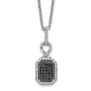 Black Bow Jewelry Black & White Diamond Small Rectangle Necklace in Sterling Silver - 1 of 4