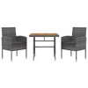 vidaXL Outdoor Dining Set Grey PE Rattan Standard Durable - 3 of 4