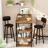 Hooseng Bar Table Set for 2, 3 Piece Bar Table Set, Bar Table and Chairs Set with PU Upholstery Stool and 3 Open Storage Shelves, Pub Table Set - 4 of 4