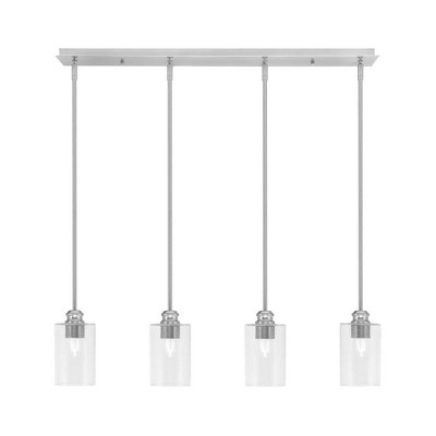 Toltec Lighting Edge 4 - Light Chandelier in  Brushed Nickel with 4" Clear Bubble Shade