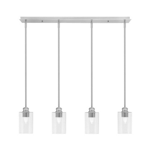 Toltec Lighting Edge 4 - Light Chandelier in  Brushed Nickel with 4" Clear Bubble Shade - image 1 of 1