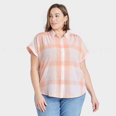 women's short sleeve button down shirts