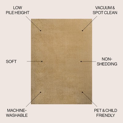 Twyla Yellow Low-Pile Machine-Washable Area Rug, 4 ft. x 6 ft.