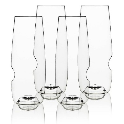 GoVino 8oz 4pk Plastic Champagne Flute Glasses