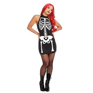 Glow-In-The-Dark Skeleton Women's Costume Dress - 1 of 4