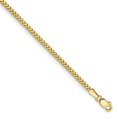 Black Bow Jewelry 2mm 10k Yellow Gold Solid Franco Chain Bracelet