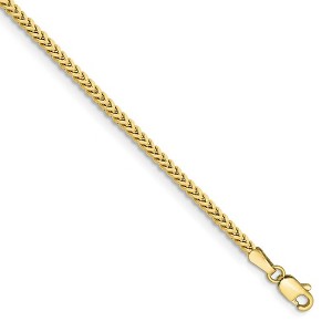 Black Bow Jewelry 2mm 10k Yellow Gold Solid Franco Chain Bracelet - 1 of 4