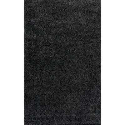 Black Solid Low-Pile Synthetic Indoor Area Rug 3x5