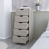 Okak 5-Drawer Narrow Dresser,Vertical Chest for Small Spaces,Tall Storage Cabinet with Soft-Close Drawers for Bedroom/Entryway/Living Room, Gray - 2 of 4