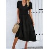 Coolmee Women's Summer Causal Fultter Short Sleeve V-Neck Midi Dress Ruffle Tiered Smocked Dress - 2 of 4