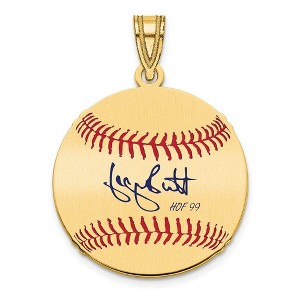 Black Bow Jewelry 14K Gold Plated George Brett Signature SM Enamel Baseball Pendant - 1 of 4