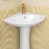 23 in. W x 19 in. D Vitreous China U-Shaped Vessel Sink with Single Faucet Hole Pedestal Combo Bathroom Sink in White - 2 of 4