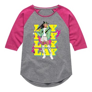 Girls' Nickelodeon Lay Lay Repeated  - Athletic Heather/Fuchsia - Medium - 1 of 4