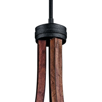 Elegant Midnight Oak 6-Light Chandelier with Antique Glass Accents