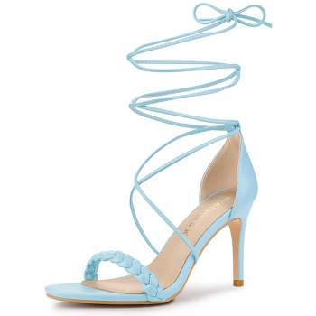 Perphy Stiletto High Heels Lace Up Sandals For Women Sky Blue 6 : Target