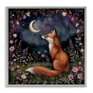 Stupell Industries Woodland Fox Night Forest Black Framed Giclee Art - 1 of 4