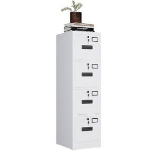 4 Drawer Metal File Cabinet with Independent Locks,Steel Vertical Filing Cabinet for Letter/Legal Size, Locking Drawers for Home Office School, White - 1 of 1