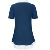 BLUEMING Womens Summer T-Shirts V Neck Faux Layering Shirts Color Block Polo Shirts Plaid Teacher Shirts - 2 of 3