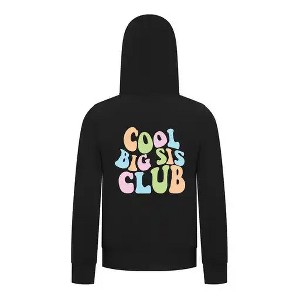Everyday Kids Cool Big Sis Club Girls Zip Up Hoodie – Colorful Sibling Sweatshirt - 1 of 4