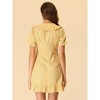 INSPIRE CHIC Women's Plaid Gingham Puff Sleeve Ruffle Peter Pan Collar Vintage Dress - 4 of 4